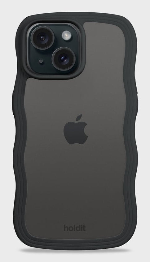 HoldIt Wavy Backcover – für Apple iPhone 13, PC+TPU+Silikon, Schwarz/Transparent