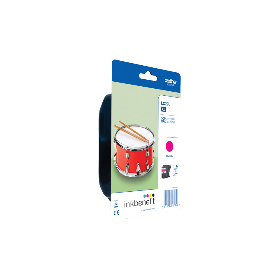 Brother LC-22UYXL Magenta Tintenpatrone (Original) – 1'200 Seiten – für Brother DCP-J785DW, MFC-J985DW