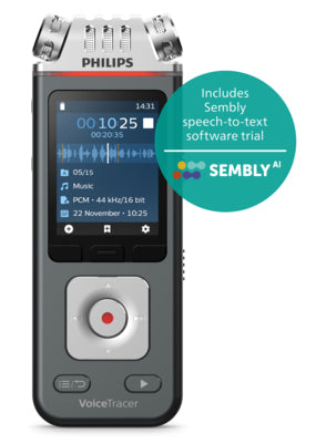 Philips VoiceTracer DVT6115 – Digitales Diktiergerät – 8 GB, 36 h – Silber