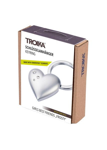 TROIKA Schlüsselanhänger Frosty Herz – mit Swarovski, Metall, Silber