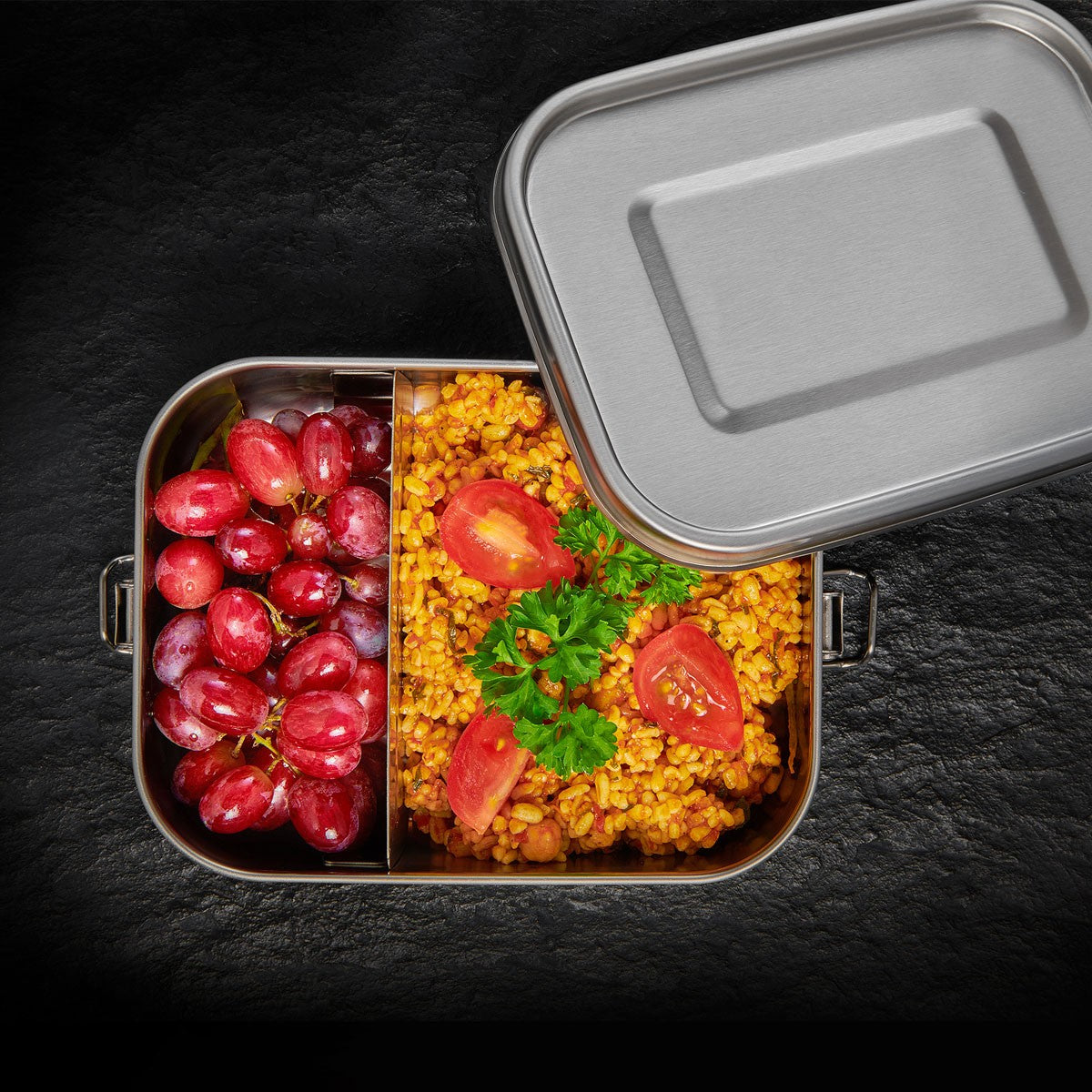 Lurch Brotdose Snap – 800 ml, 17 × 6 × 13 cm, Edelstahl 18/10, Silber, spülmaschinenfest, gefrierfest