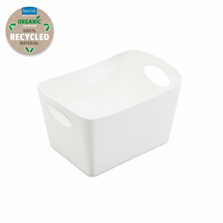 Koziol BOXXX S Aufbewahrungsbox 1 l – Recycelbarer Kunststoff – Weiss – mit Griff – 187 × 108 × 128 mm