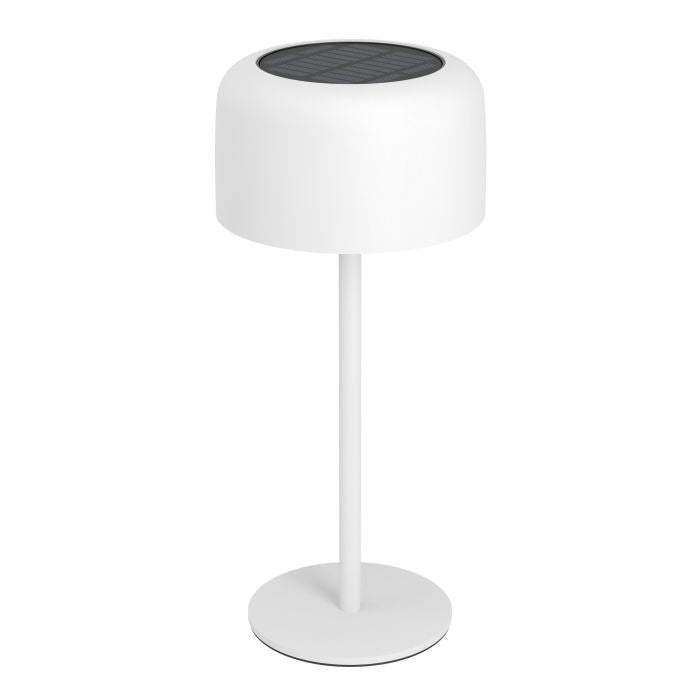 EGLO Tischleuchte Aussen – 30 cm, 270 lm, 3000 K – IP44 – Akku & Solar – Touch, USB-C, dimmbar – Weiss, Stahl