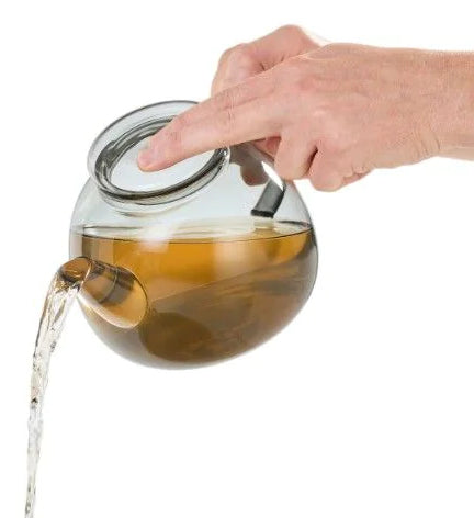 AdHoc Teekanne TK61 – 1,2 l, Ø 15 cm, H 13,0 cm, Borosilikatglas/Edelstahl, Transparent