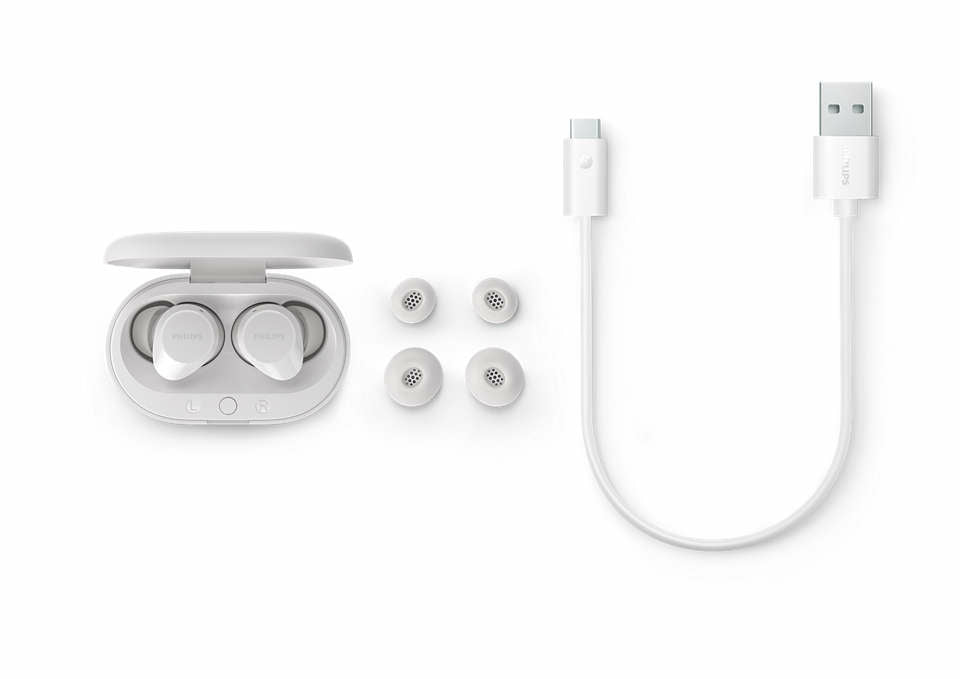 Philips TAT1209WT – True Wireless In-Ear Kopfhörer – Bluetooth – IPX4, Touch-Steuerung – Weiss – bis 18 h