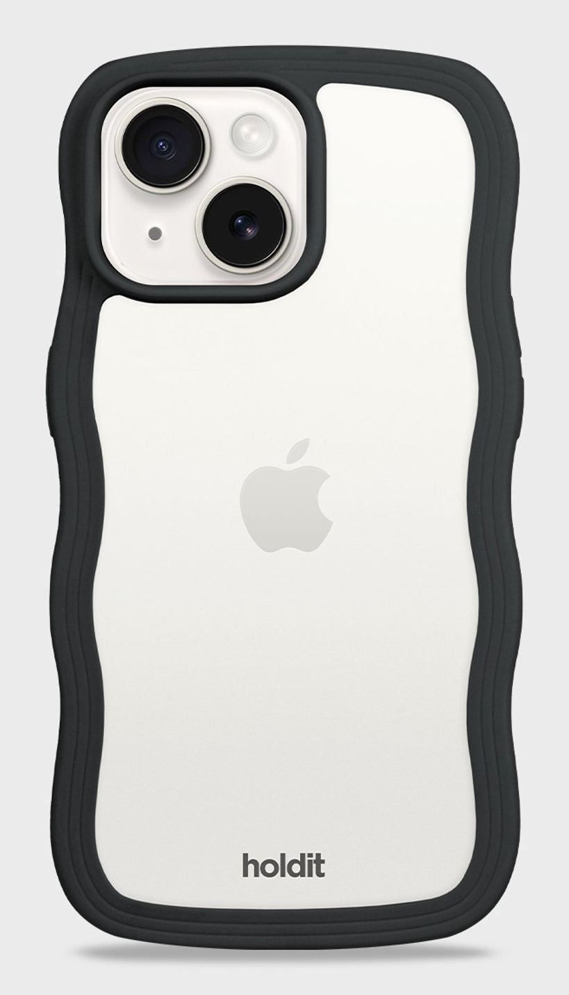 HoldIt Wavy Backcover – für Apple iPhone 13, PC+TPU+Silikon, Schwarz/Transparent
