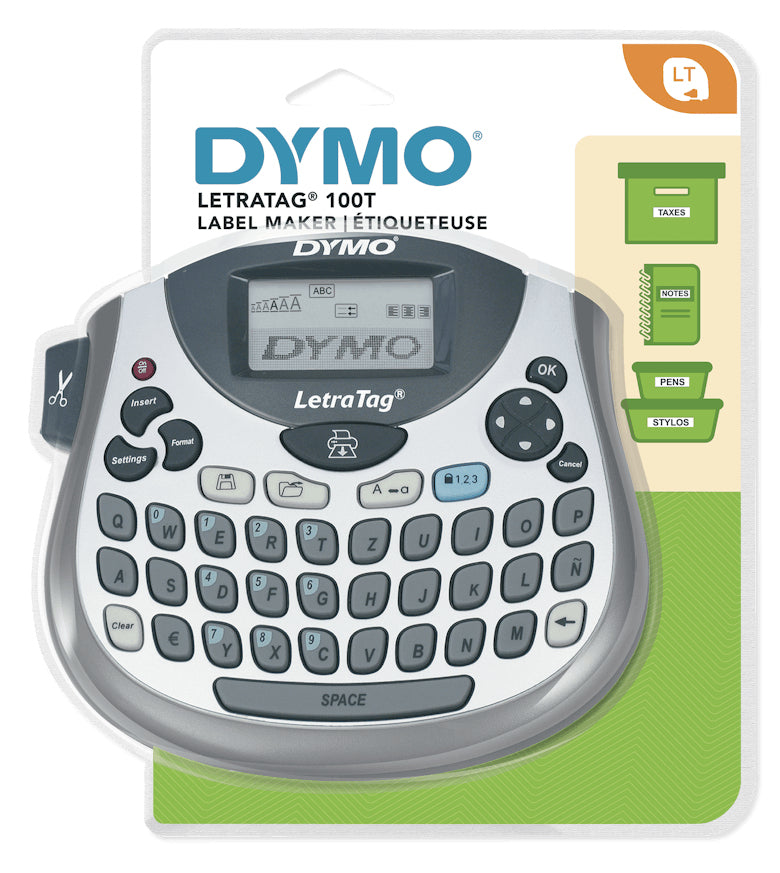 DYMO LetraTag LT-100T – Beschriftungsgerät, für LT-Bänder 12 mm, 2-zeilig, LC-Display, batteriebetrieben