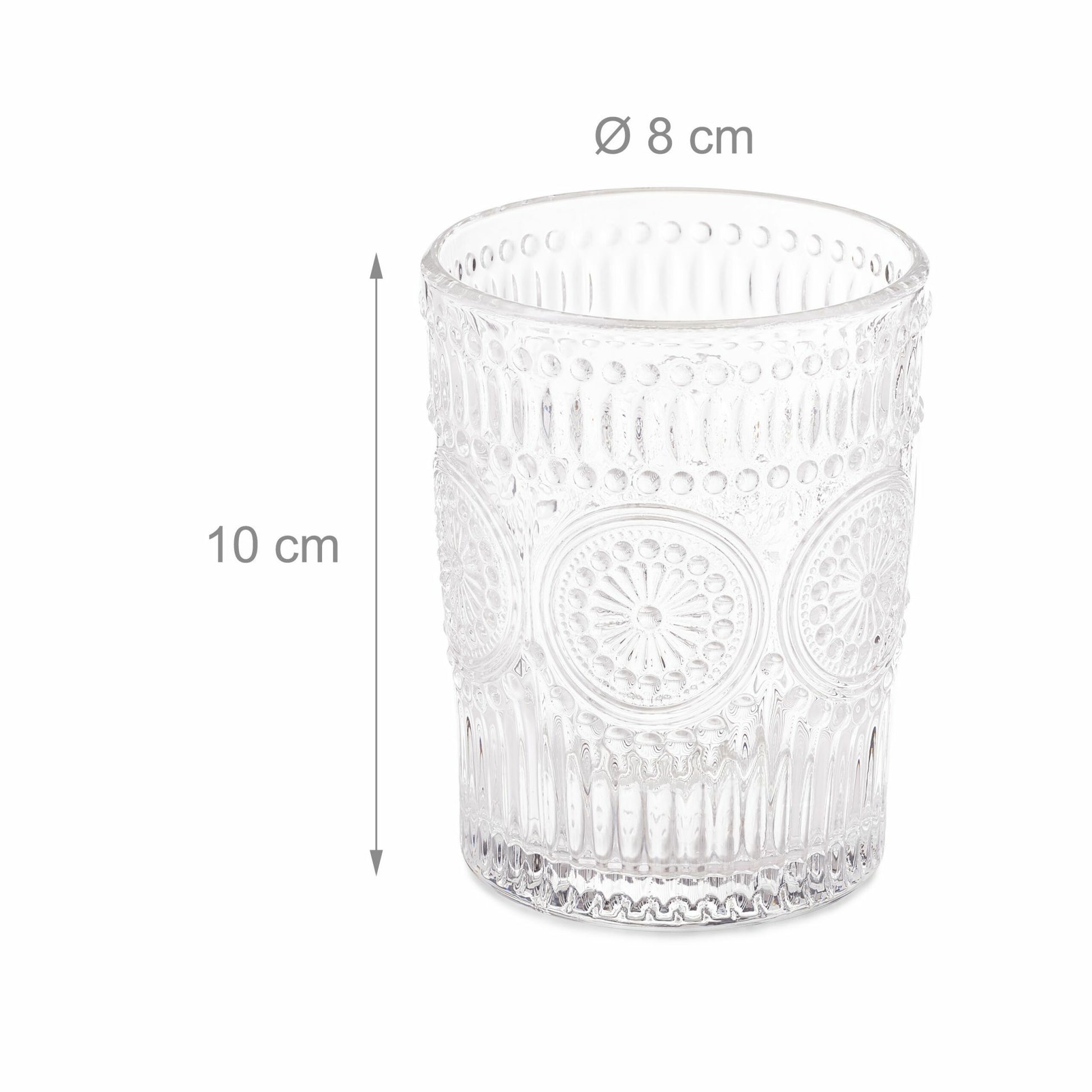 Relaxdays Trinkglas – 300 ml, Ø 8 cm, H 10 cm, Glas, Transparent