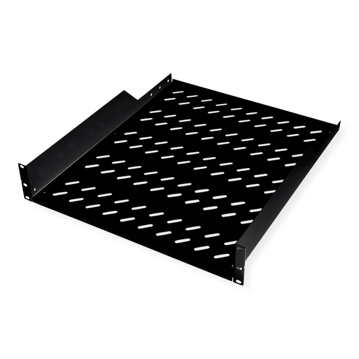 ROLINE Rack-Regalboden 19" – 2U – 482 × 549 × 88 mm – 25 kg – für 19"-Racks – schwarz – Stahl