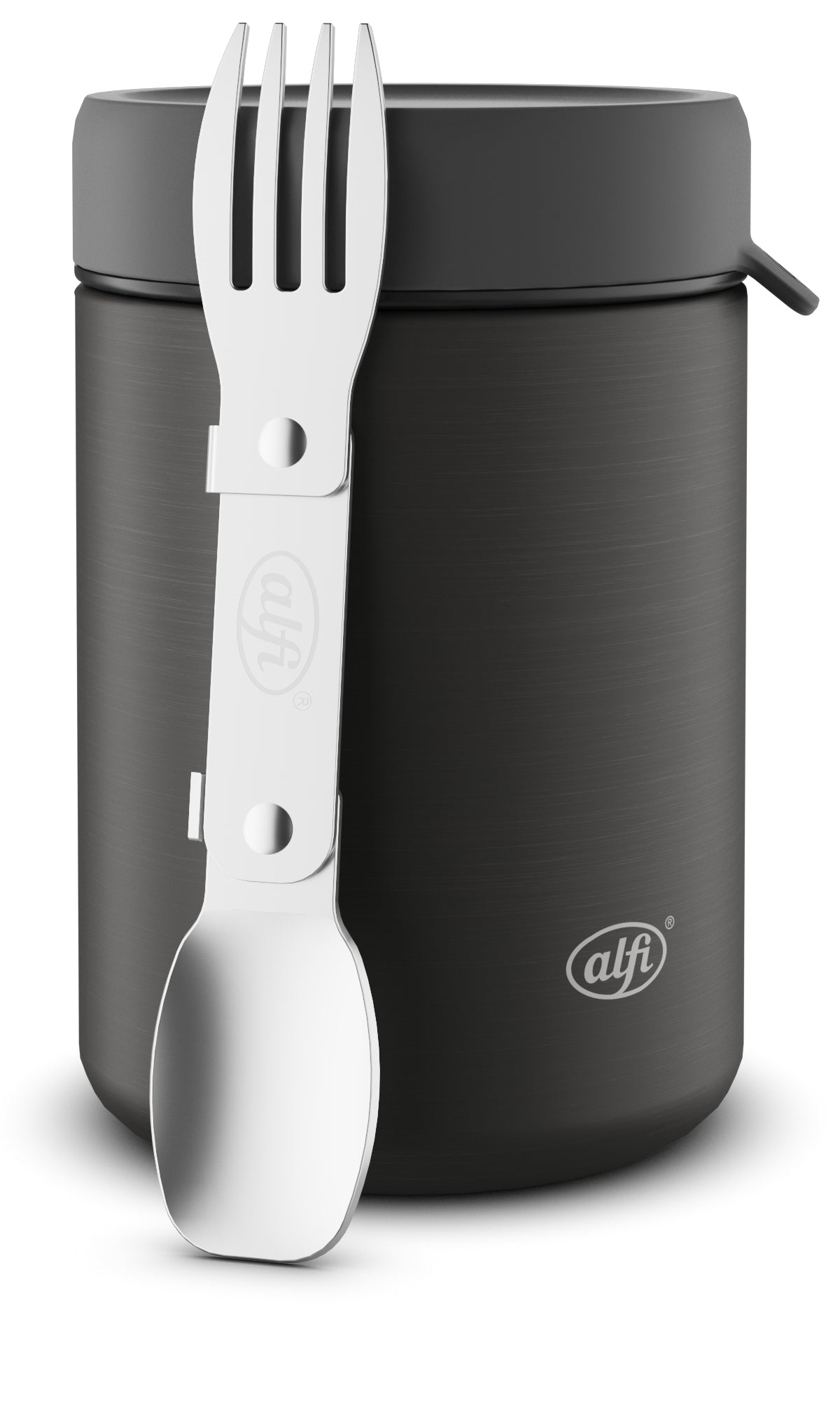 Alfi Thermobox – 350 ml, 8,8 × 8,8 × 13,3 cm, Edelstahl, Schwarz matt, mit Schwenkverschluss, auslaufsicher