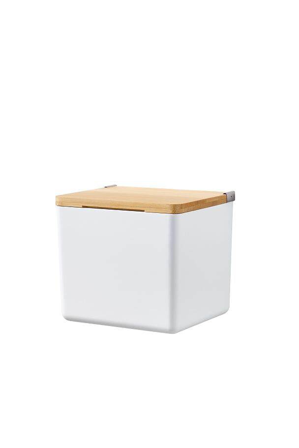 TESA Aufbewahrungsbox BABOO – Bambus, 10,2×10,2×11 cm, Weiss