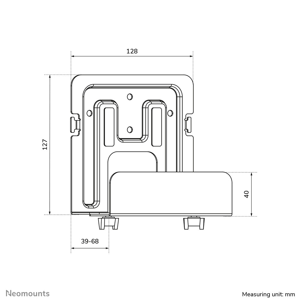 Neomounts AWL-450BL – Mediaplayer-Halterung, 5 kg, 47–76 mm, Kabelmanagement, für Mediaplayer