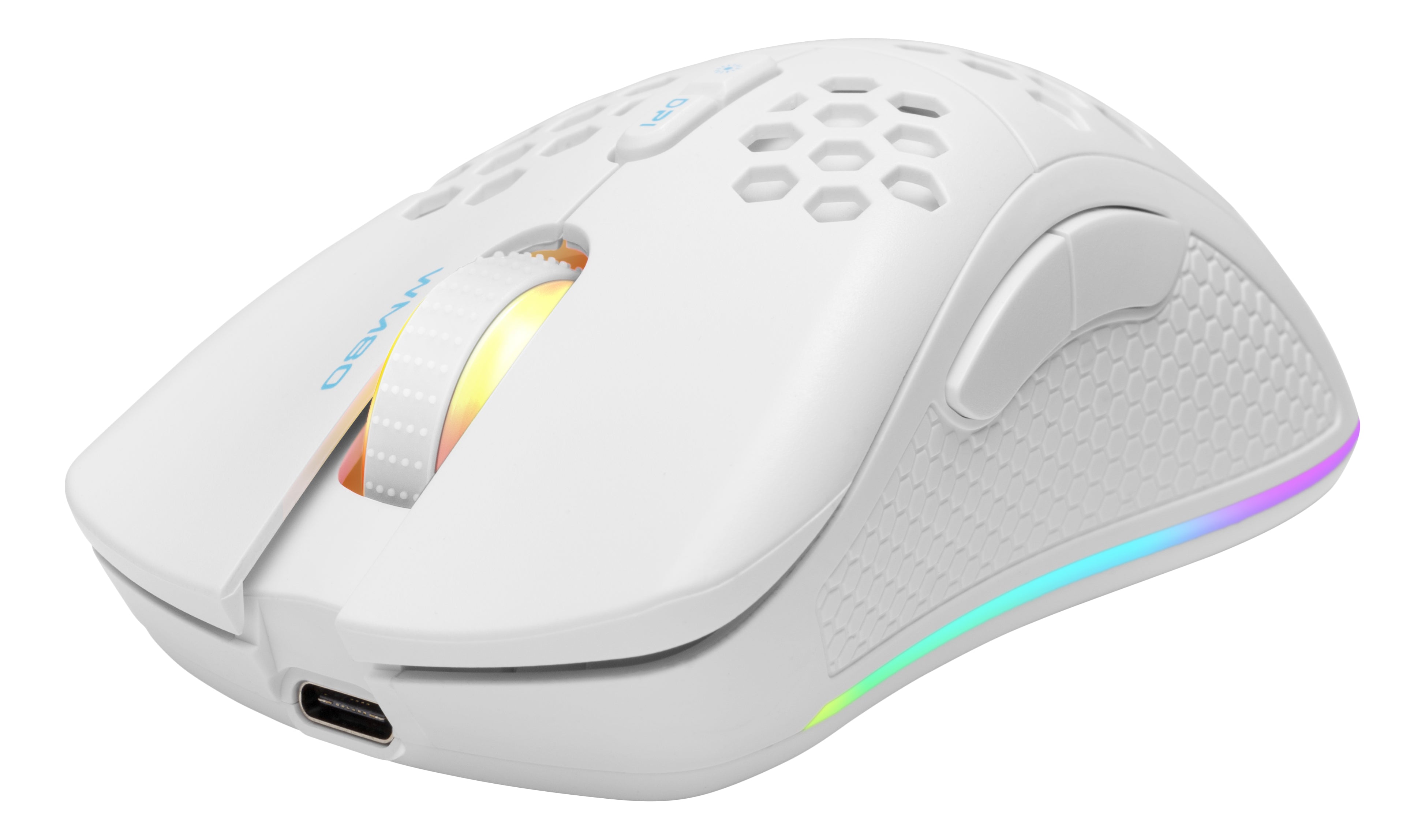 Deltaco Gaming WM80 – Gaming-Maus – Kabellos (Bluetooth/2,4 GHz), 6400 DPI, RGB-Beleuchtung, Rechtshänder, Weiss