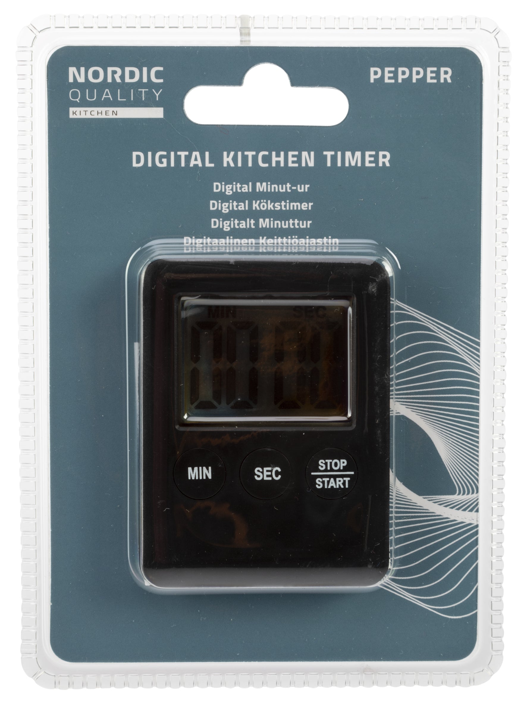 Nordic Quality Digitaler Küchentimer, 99 Min, 10,5 × 1,6 × 14,5 cm, magnetisch, LCD-Display, schwarz