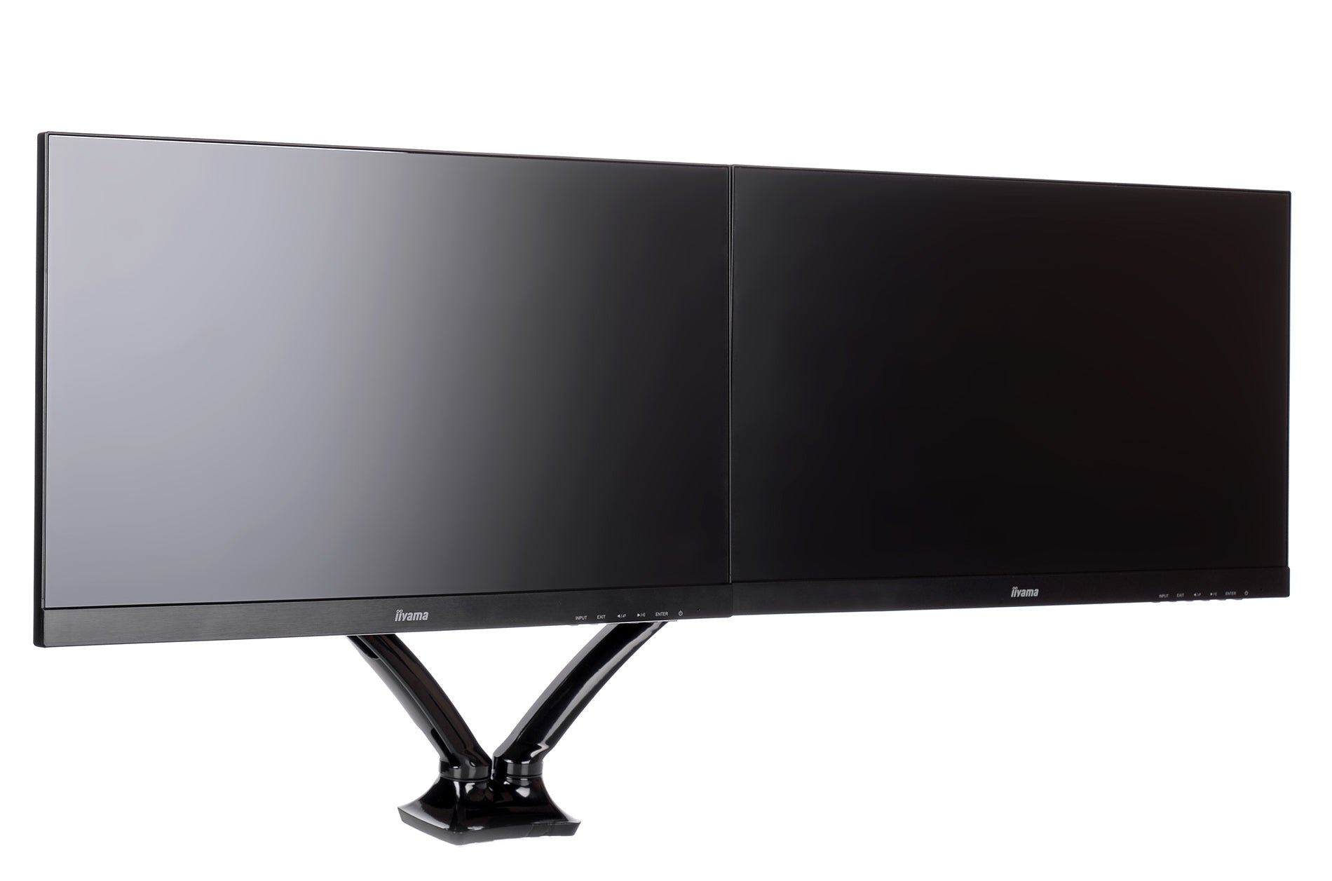 iiyama Monitorarm, Dual, Tischklemme, bis 27", VESA 100 × 100 mm, 5 kg, Gasfeder