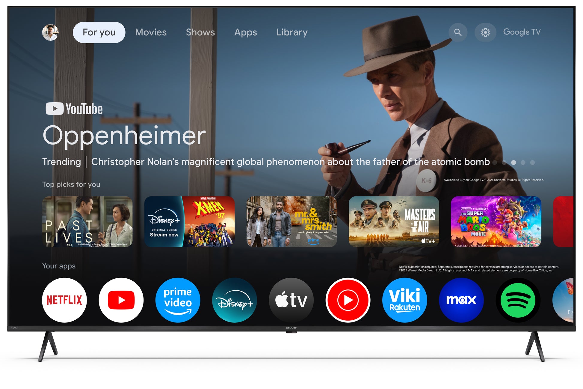 Sharp 70HP5265E – 70" Fernseher – 4K UHD – QLED – Google TV – 60 Hz – Dolby Vision, HDR10, HLG