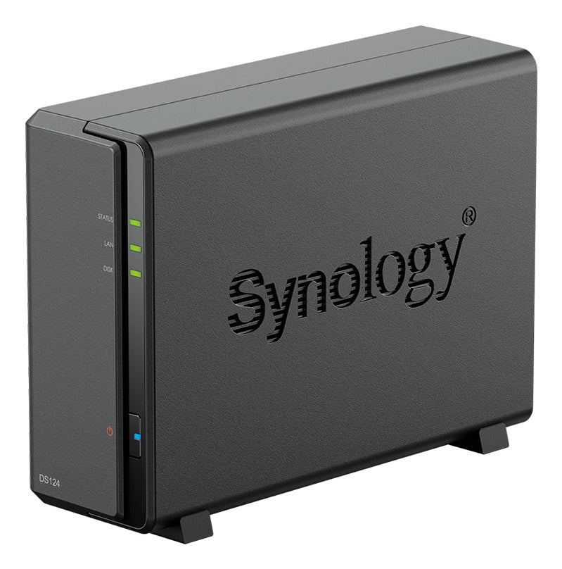 Synology DS124 – 1-Bay Desktop NAS – Realtek RTD1619B, 1 GB RAM, 1GbE, DSM, 2 TB HDD vorinstalliert