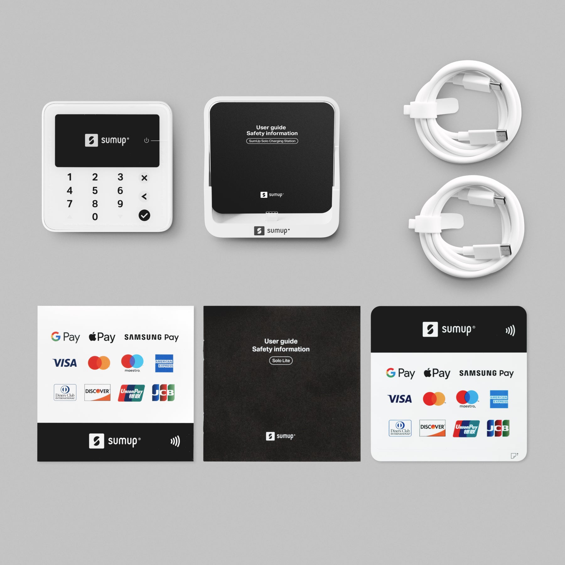 SumUp Solo Lite – Mobiles POS-Terminal – NFC, Bluetooth 4.2, mit Ladestation – Weiss