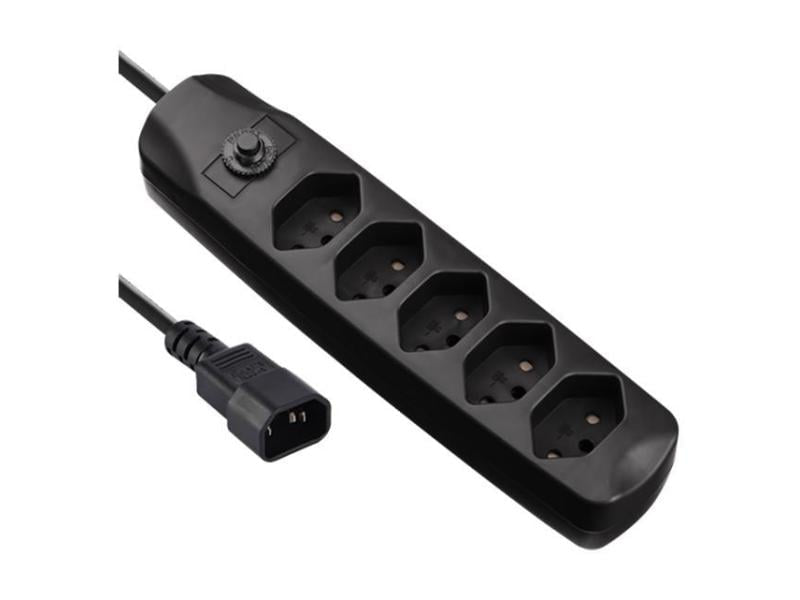 Furber. Steckdosenleiste – IEC C14–5× T13, 2 m, ohne Schalter, schwarz