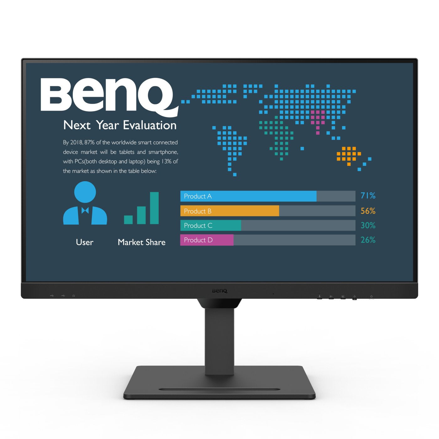 BenQ BL2790QT – Monitor, 27", 2560 × 1440 (WQHD), IPS, 350 cd/m², 5 ms Reaktionszeit, 2× DisplayPort