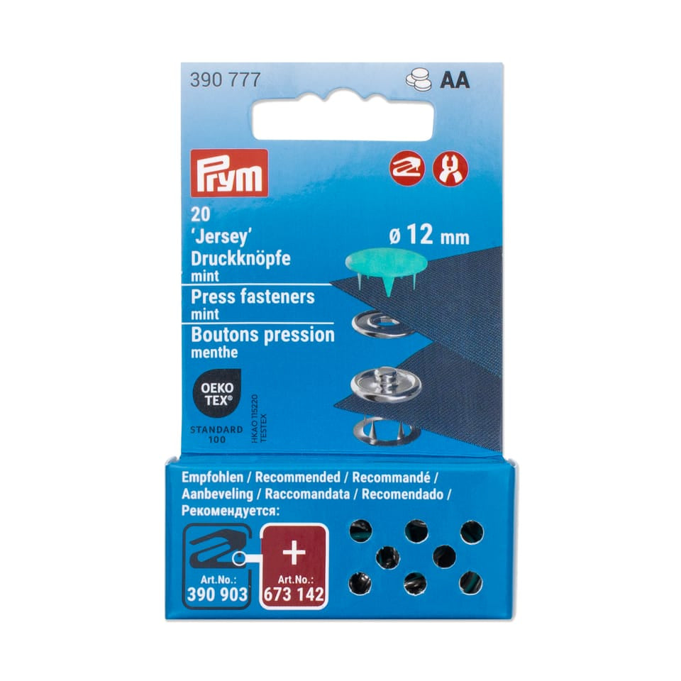 Prym Druckknöpfe Ø 12 mm – Messing, Mint, 20 Stück