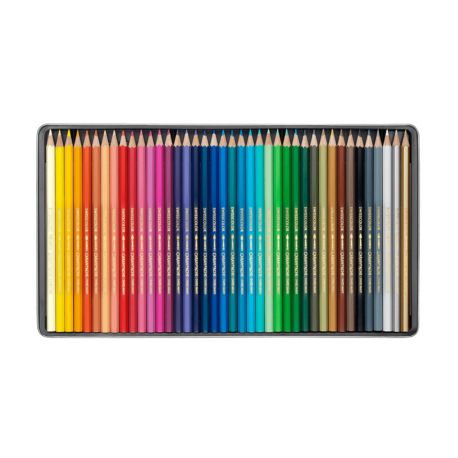 Caran d-Ache Caran d'Ache Aquarellfarbstifte Swisscolor Aquarelle – 40 Farben, im Metalletui, Ø 2,8 mm, FSC