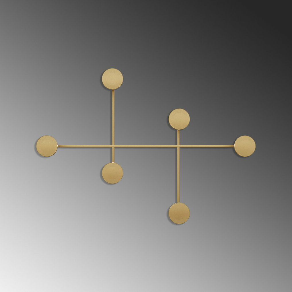 Wallxpert Wandgarderobe – 6 Haken, Stahl, Gold, 82 × 10 × 60 cm