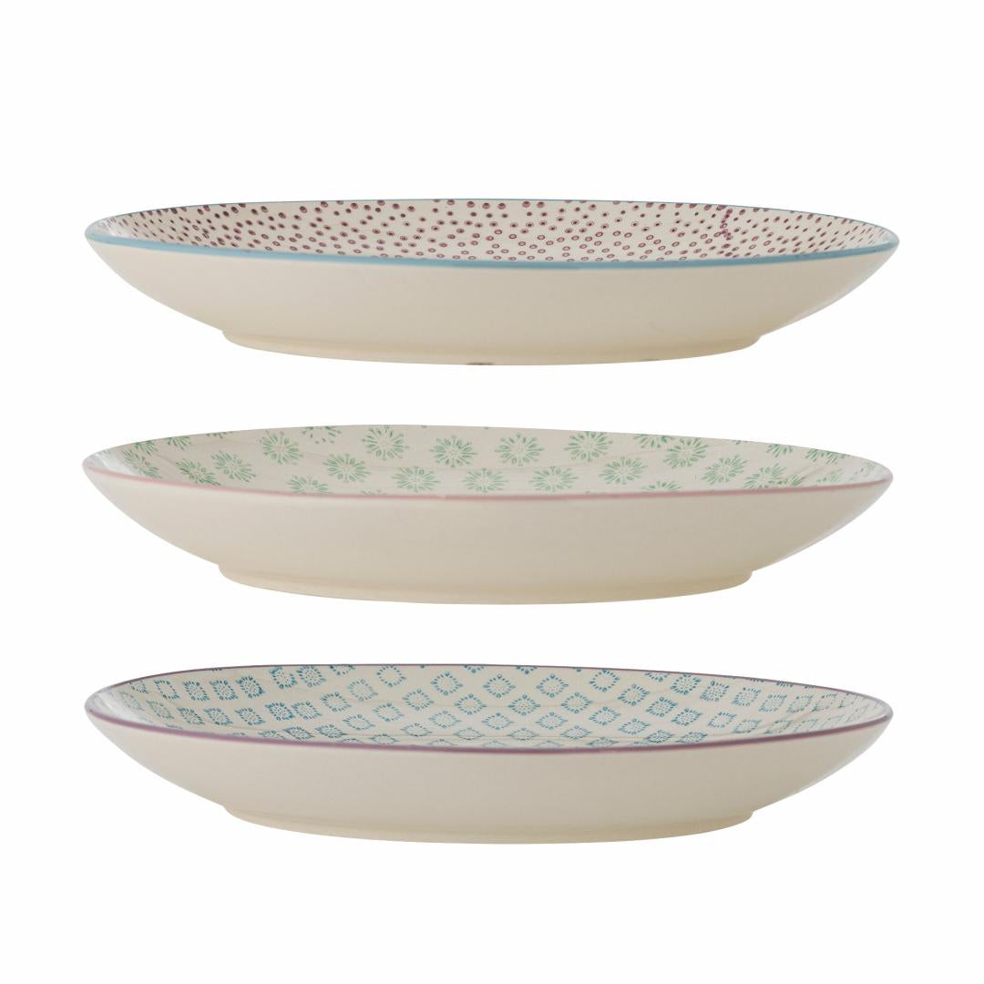 Bloomingville Speiseteller Patrizia – 3er Set, Ø 25 cm, Steingut, spülmaschinenfest, mikrowellengeeignet