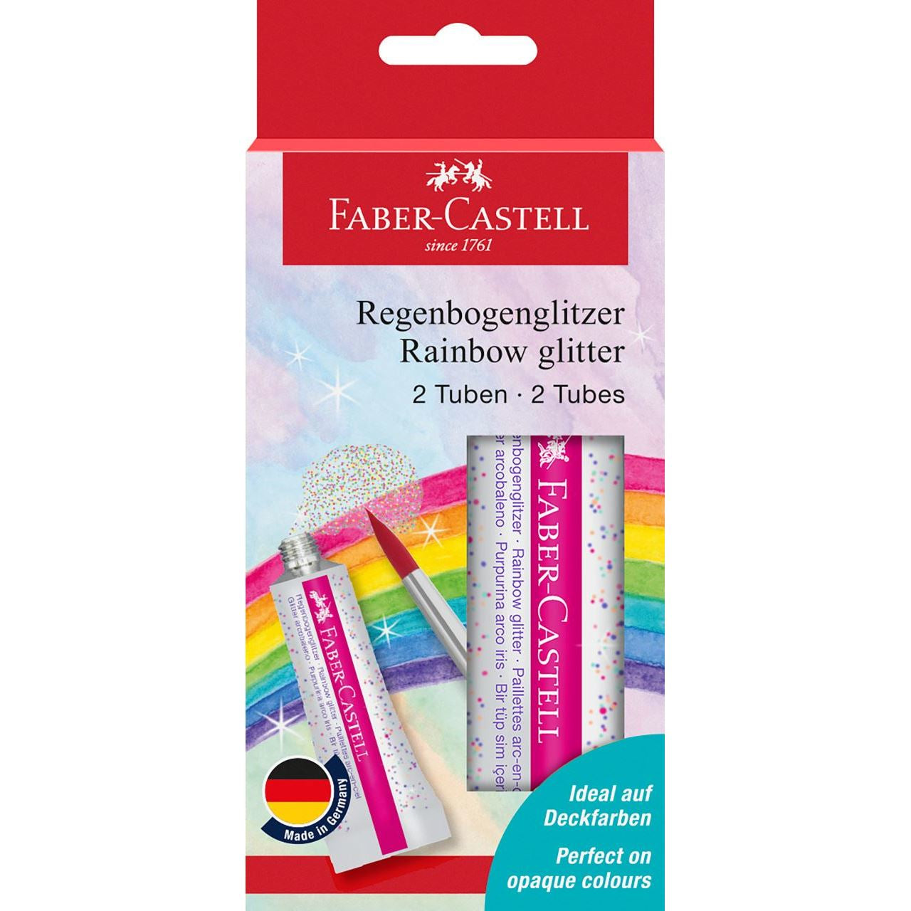 Faber-Castell Glitzerposterfarbe – Mehrfarbig, Glitter – 2 Tuben – 2×12 ml (24 ml)