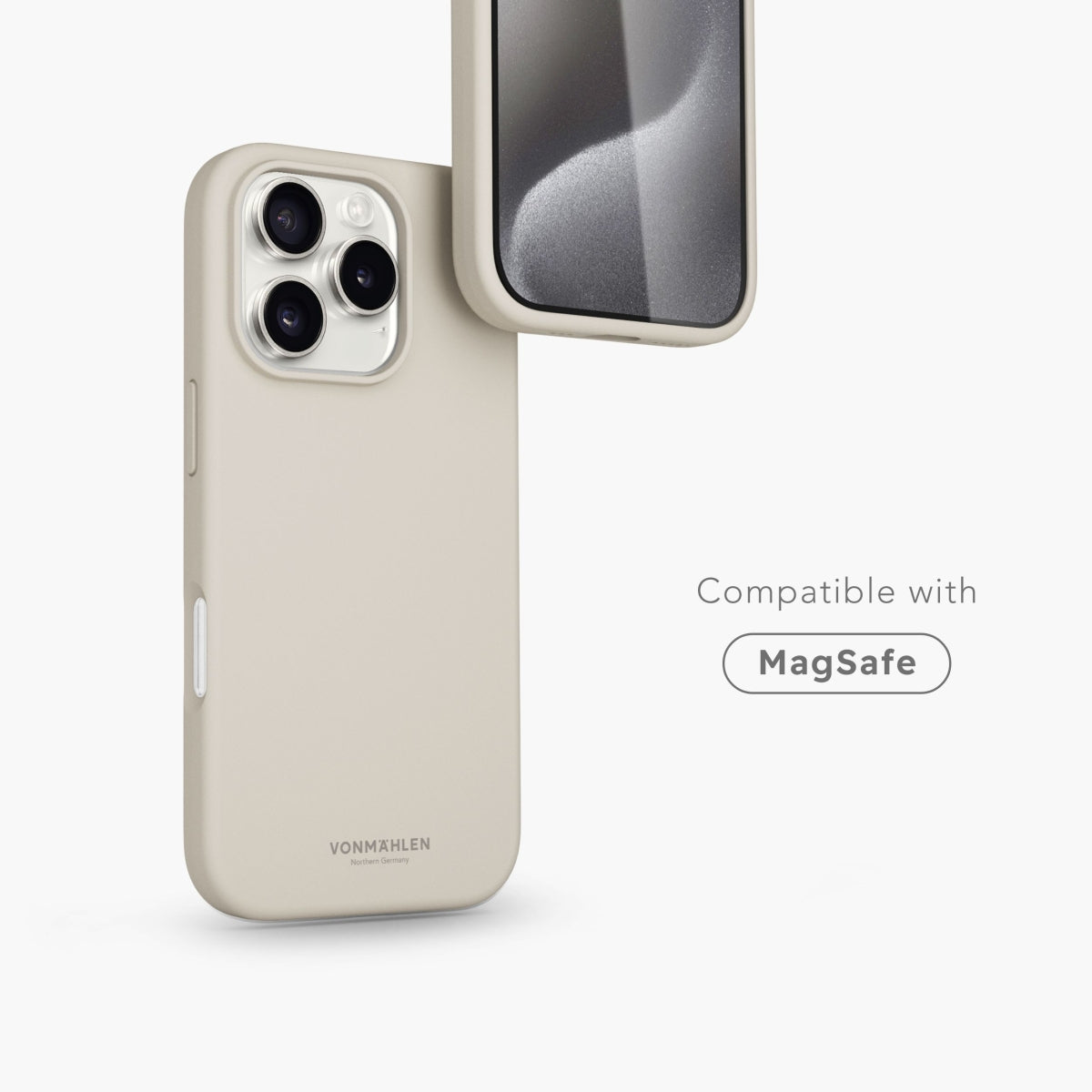 Vonmählen Backcover – für Apple iPhone 16 Pro – beige – Silikon – MagSafe-kompatibel, stossfest