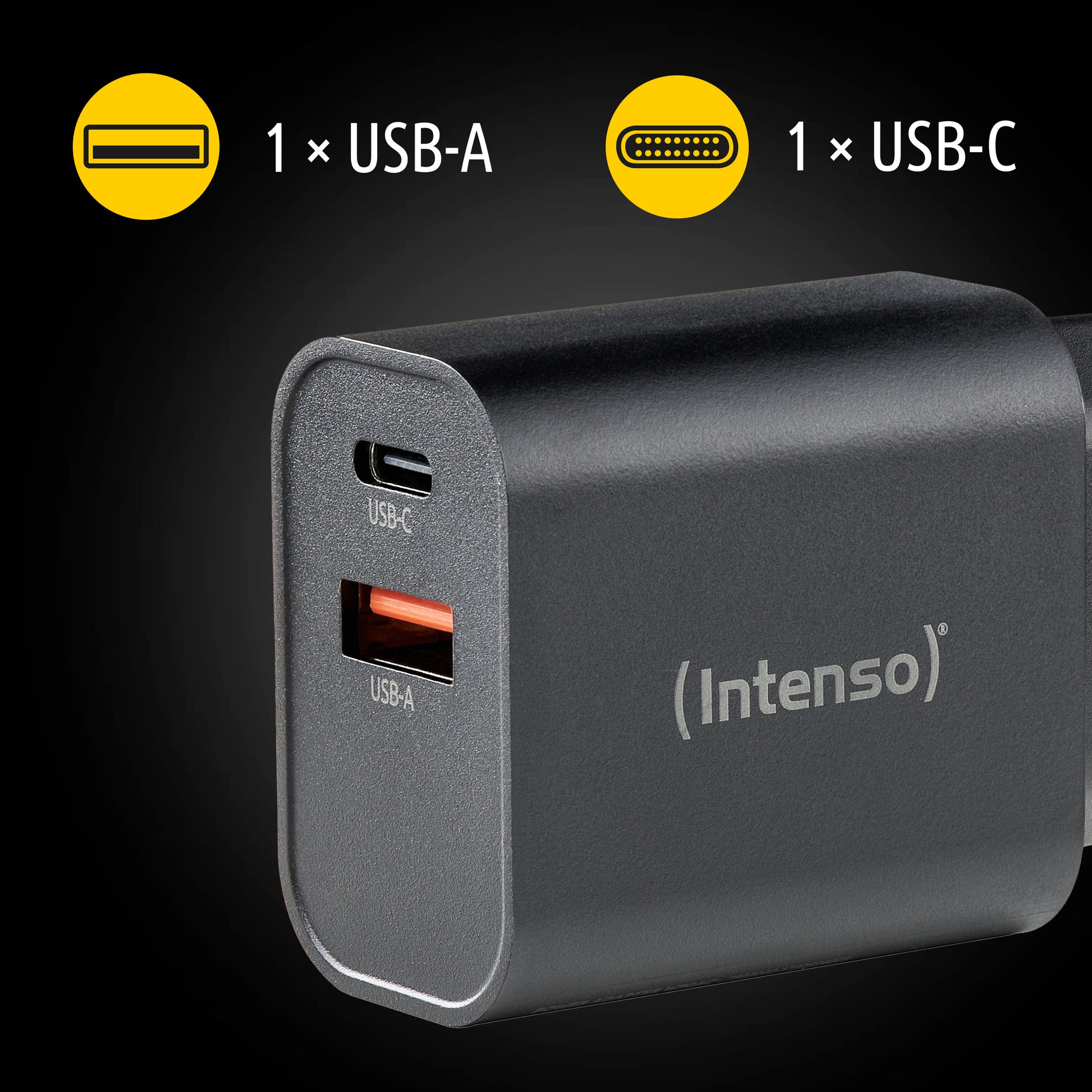 Intenso W30AC USB-Ladegerät 30 W – USB-C×1, USB-A×1 – Schwarz