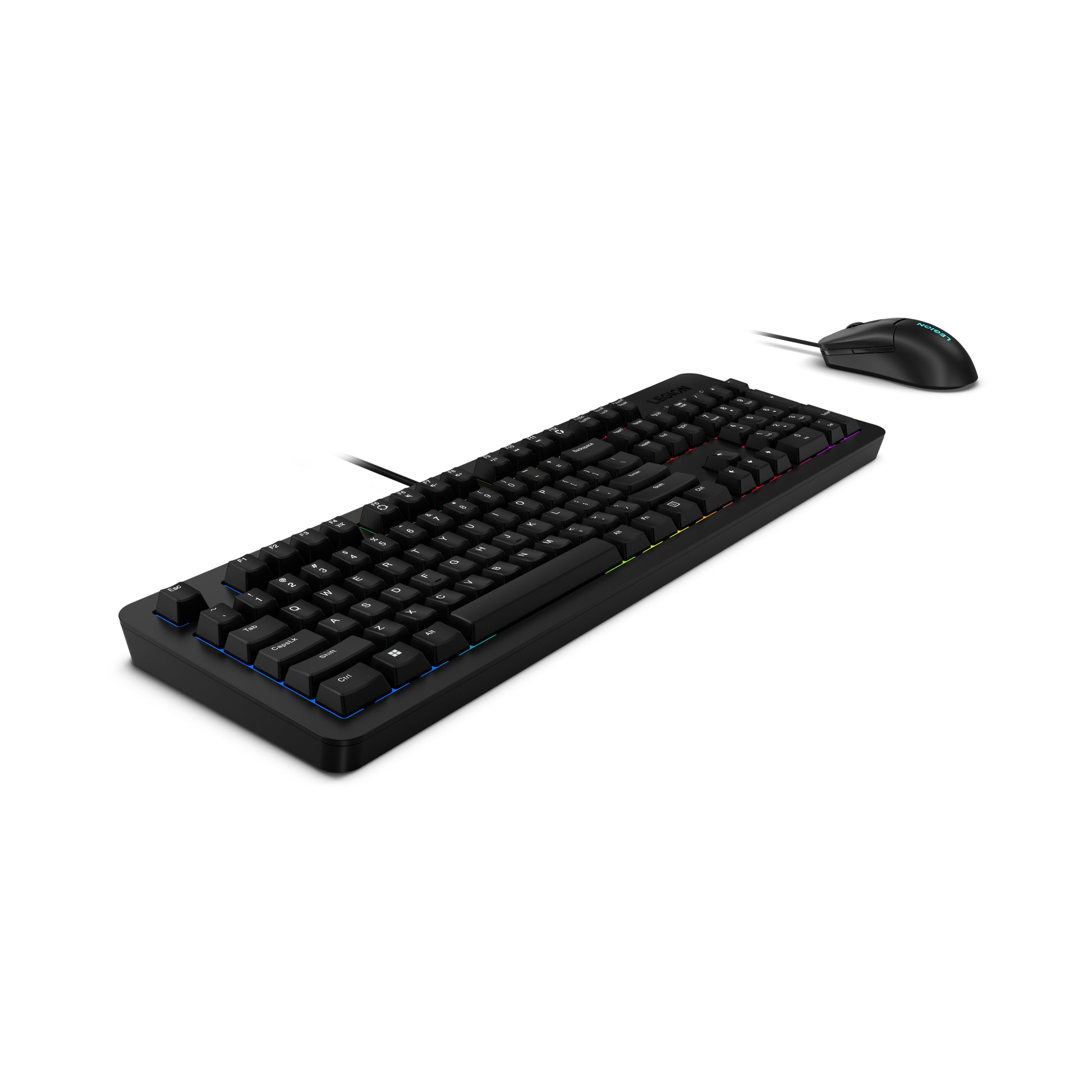 Lenovo Tastatur-Maus-Set – Membran – kabelgebunden (USB) – QWERTY (US-INT) – RGB – schwarz
