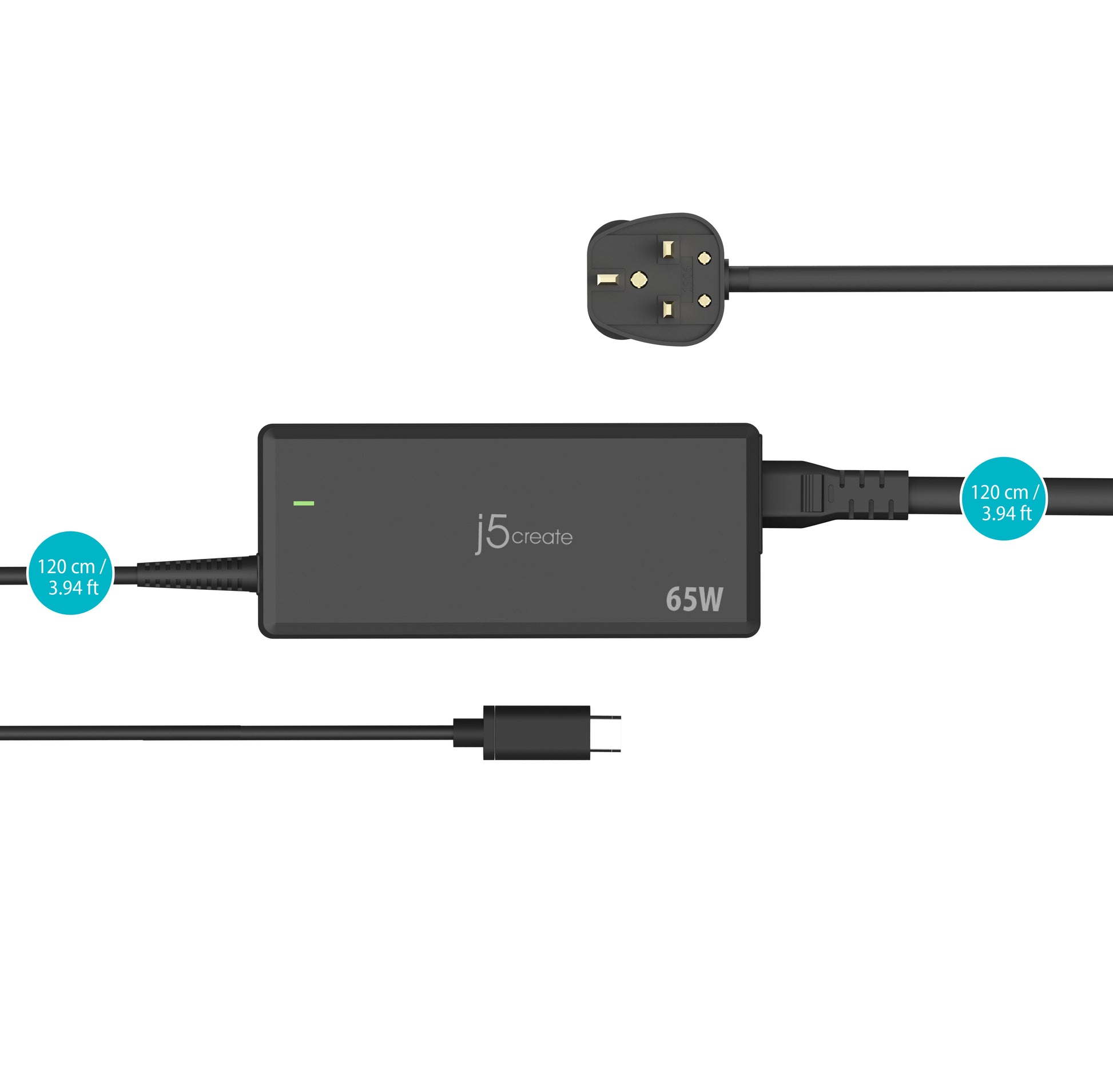 j5create USB-Wandladegerät 65 W – USB-C×1 – PD, UK-Stecker (Typ G) – Schwarz