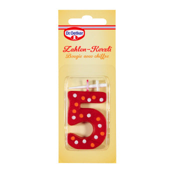 Dr. Oetker Geburtstagskerze Zahl 5 – Altrosa – 50 × 135 × 1,4 mm – 1 Stk