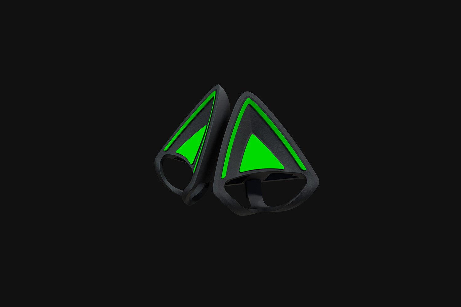 Razer Kitty Ears V2 – Modifikations-Satz – Silikon, Schwarz/Grün – 2er-Set