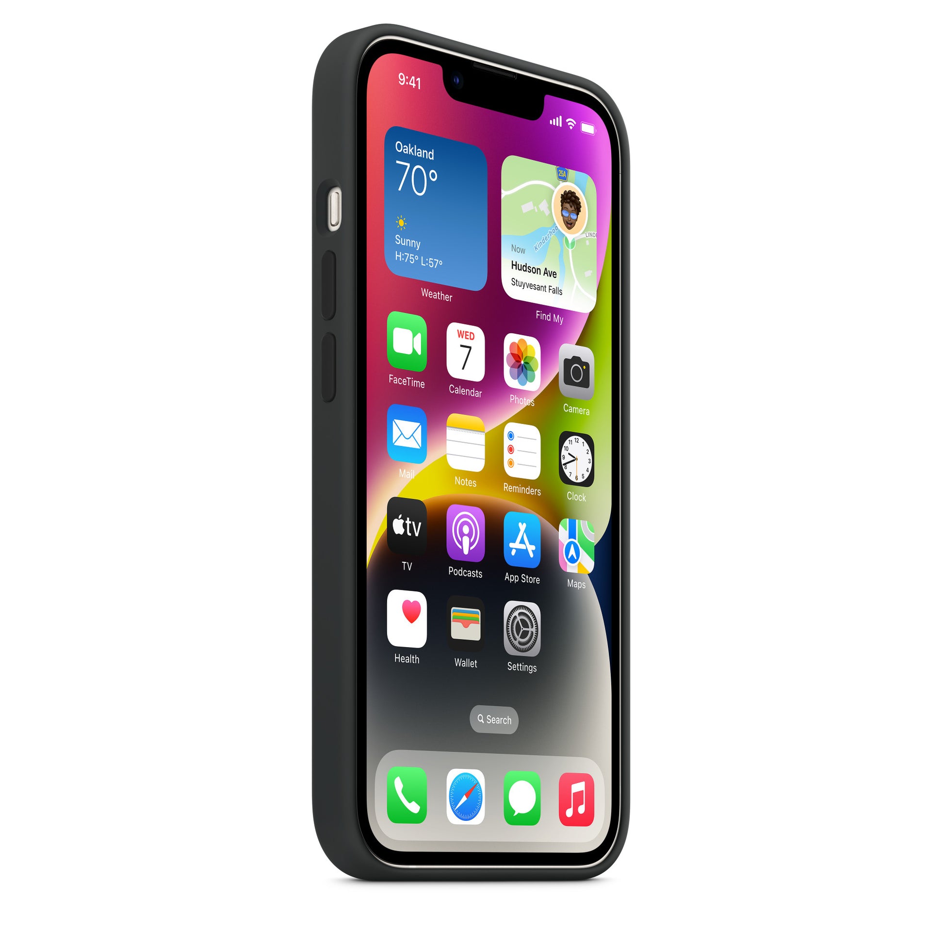 Apple Backcover – für Apple iPhone 14, MagSafe, Mikrofaser+Silikon, Schwarz