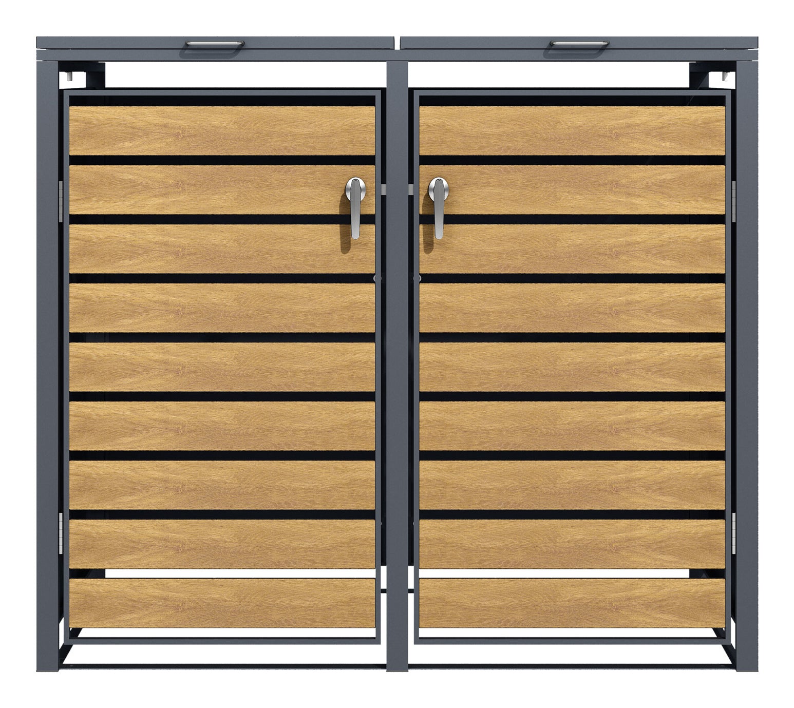 Phoenix Safe Co. Müllcontainer GB2213AWK – Stahl, rechteckig – Anthrazit/Eichenholzoptik – vandalensicher
