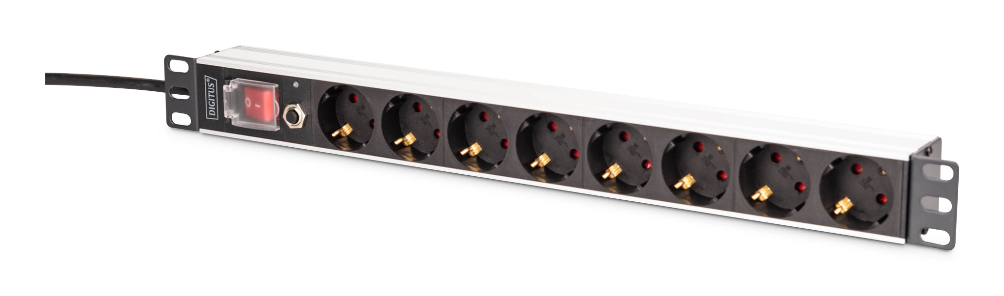 Digitus Rack-PDU DN-95436 – 1U, Horizontal/Vertikal, 8× Schuko (Typ E/F), 250 V/16 A, 2 m, mit Schalter
