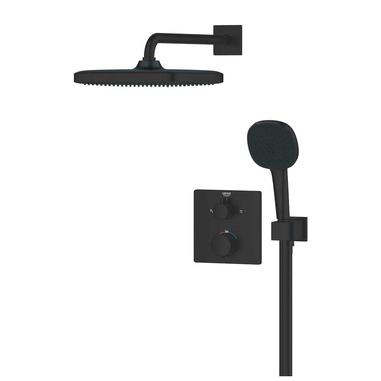 GROHE Badebatterie (Unterputz) – Unterputzmischer, Metall, Schwarz