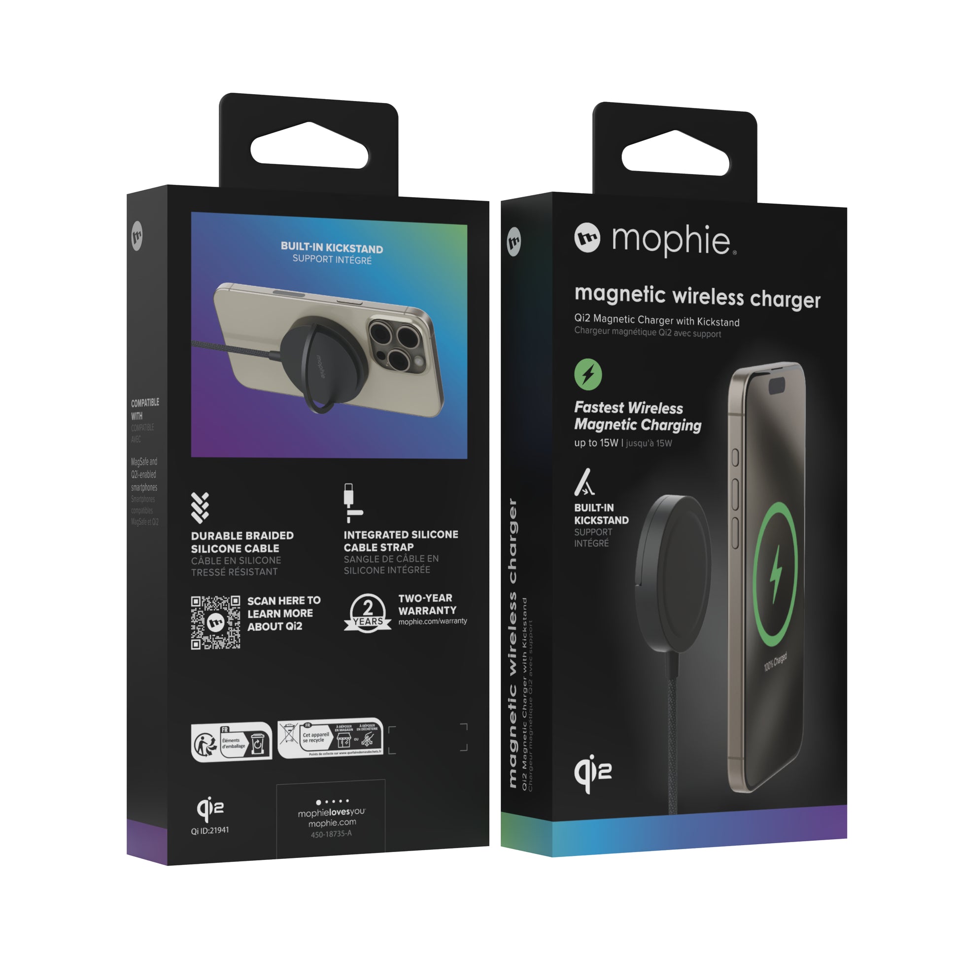 mophie Qi2 Ladestation – Qi, magnetisch, mit Ständer