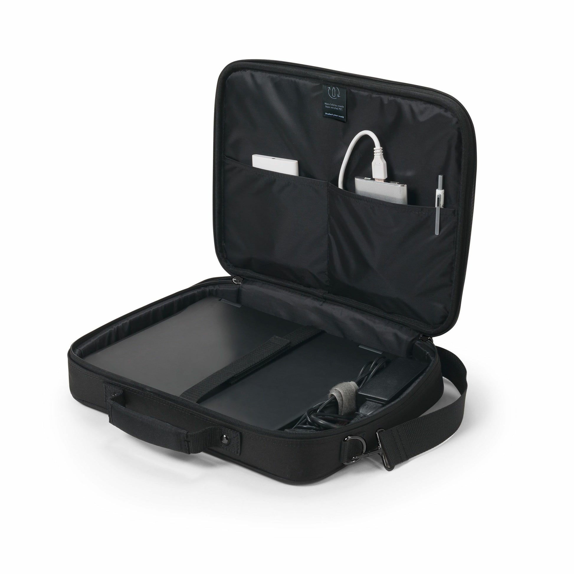 DICOTA Notebook-Tasche bis 17,3" – abnehmbarer Schultergurt, Zusatzfächer – Schwarz