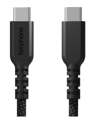 Fairphone USB-C auf USB-C Kabel – USB 2.0 (480 Mbit/s) – 1 m – Schnellladung – TPE-Mantel – Schwarz