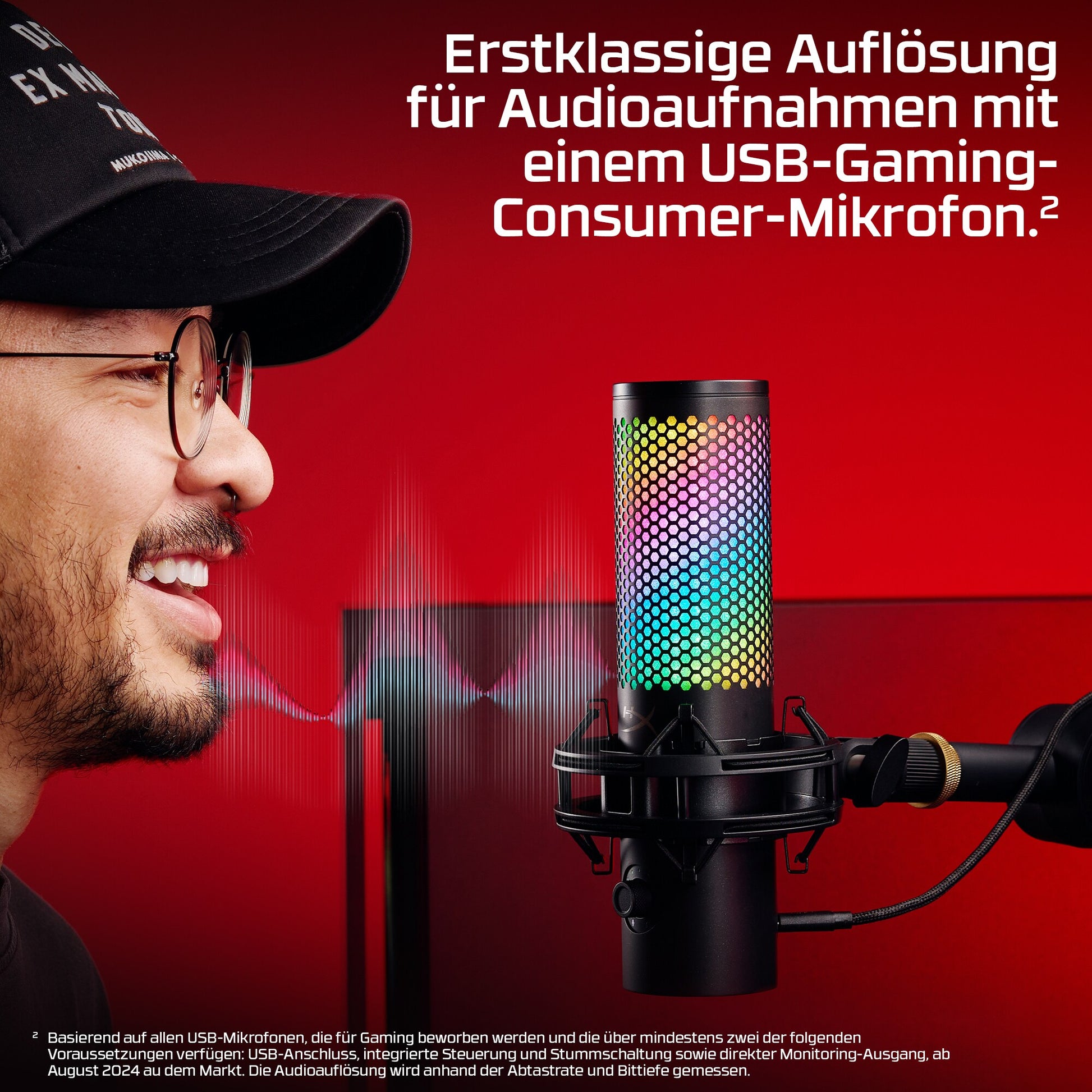 HP QuadCast 2 S – Tischmikrofon – USB, Kabelgebunden, 20–20'000 Hz – Schwarz