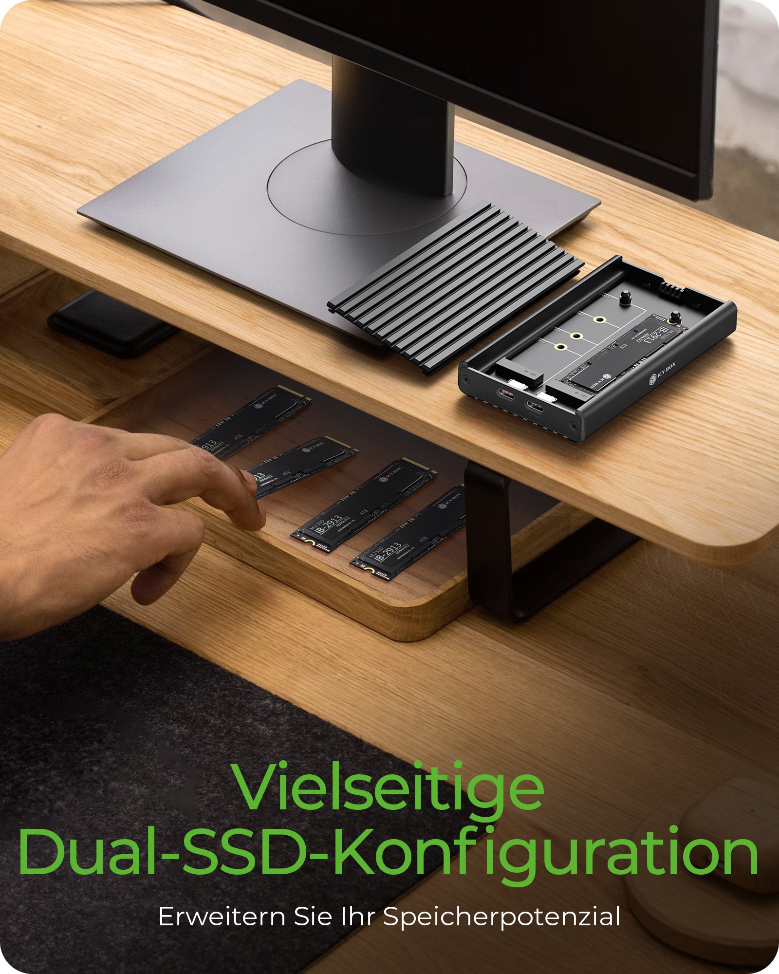 ICY BOX IB-2817M-C32 – 2-Bay Desktop SSD-Gehäuse – für M.2 22×30/42/60/80 mm, NVMe, PCIe 3.0