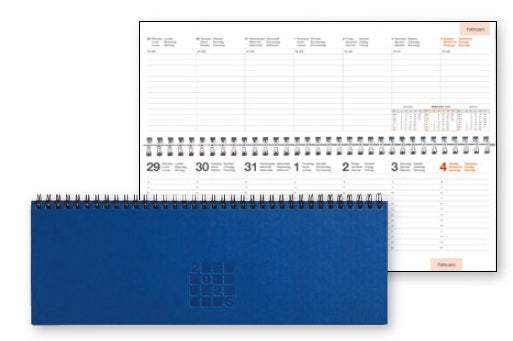 Simplex Linea 83582B5 – Tischkalender 2026, 1 Woche/2 Seiten, A4, Spiralbindung, Blau