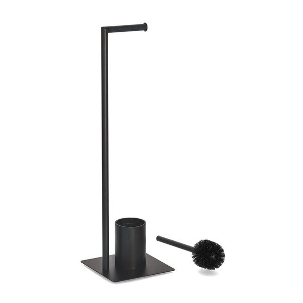 Zeller Present WC-Bürstenset – Metall, Schwarz, bodenstehend, mit Papierhalter, H 70 cm