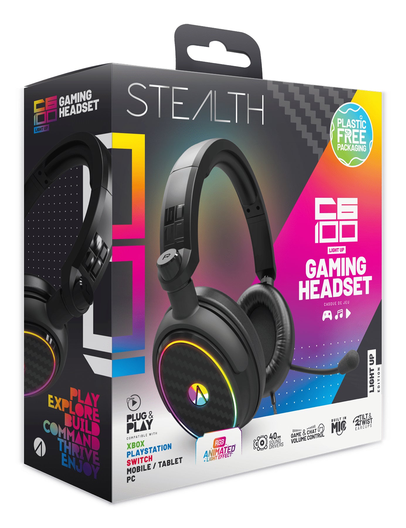STEALTH Gaming C6-100 Gaming-Headset – Over-Ear, Stereo, Kabelgebunden, 3,5 mm Klinke, Schwarz