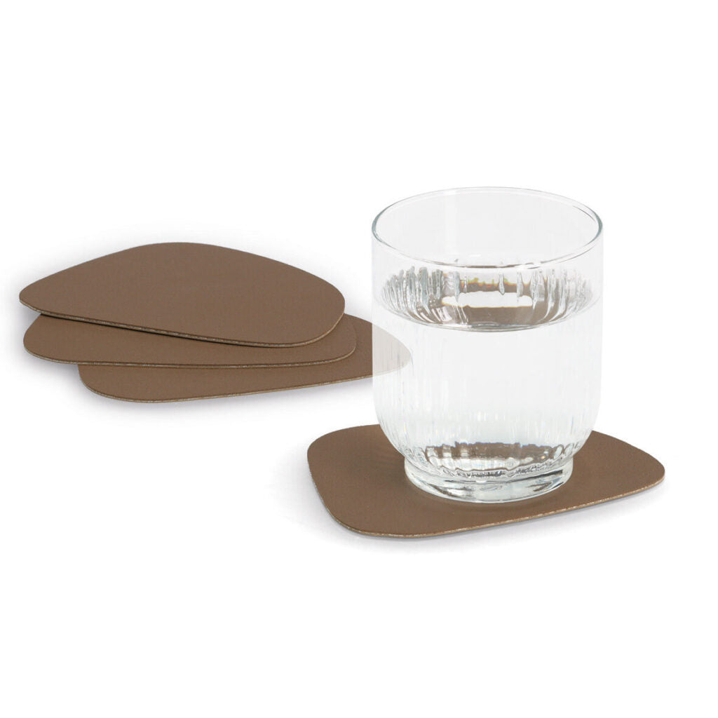 Zeller Present Glasuntersetzer – 4er Set, 10 × 12 × 0,8 cm, Kunststoff (PVC), Beige/Braun, für Gläser