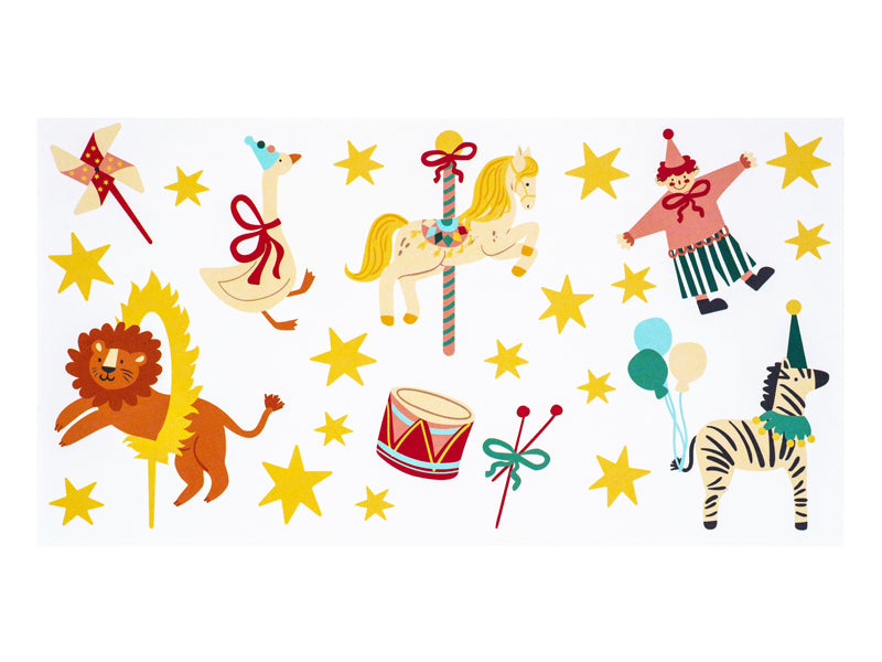 PartyDeco Face-Art Sticker Zirkus – mehrfarbig – 190 × 130 mm – 24 Stk