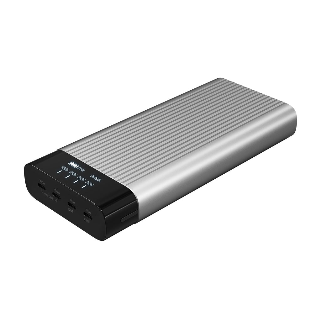 HYPER Powerbank 27000 mAh, PD 245 W, 4× USB-C, Durchgangsladung, für Smartphones, Schwarz